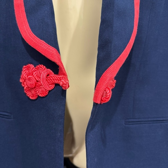 TALLIA Blazer Men 46R Navy Blue Pankou Chinese Traditional Knotted Frog Buttons - Picture 6 of 15